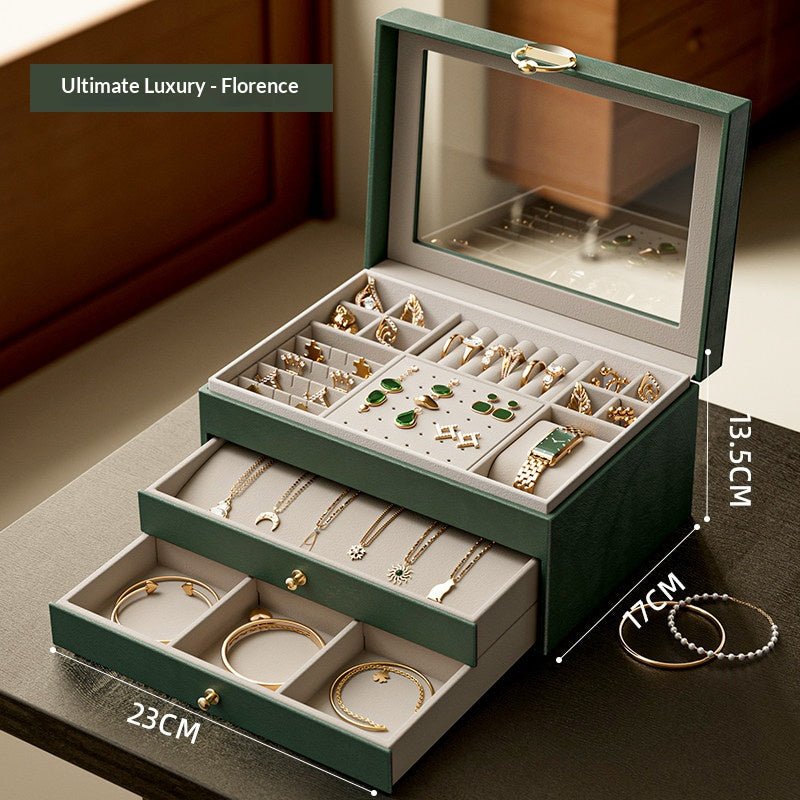 Medieval - Style Large Capacity Jewelry Box – 3 Layers, Lock, Watch Pillow - HomeDIYer