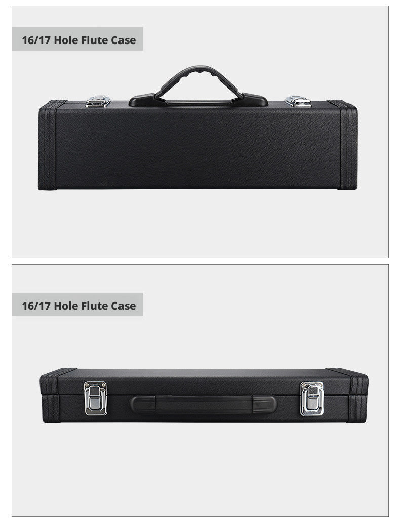 MEIDASI Flute Case & Bag – 16/17‑Hole Wooden Box (Round/Square) + Leather + Canvas Bag