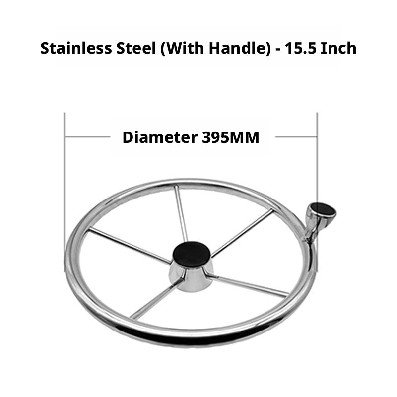 Marine Steering Wheel for Boats – Stainless Steel & Black Foam 11.5 to 15.5 Inch