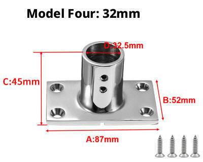 316 Stainless Steel 90-Degree Tube Flange Base – Marine Railing Stanchion Mount, 22–38mm