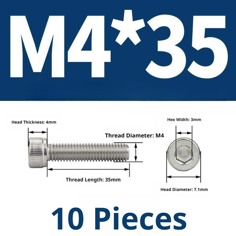 316 Stainless Steel Socket Head Cap Screws – Hex Allen Bolt, M2–M20, GB/T Standard, 4.8 Grade