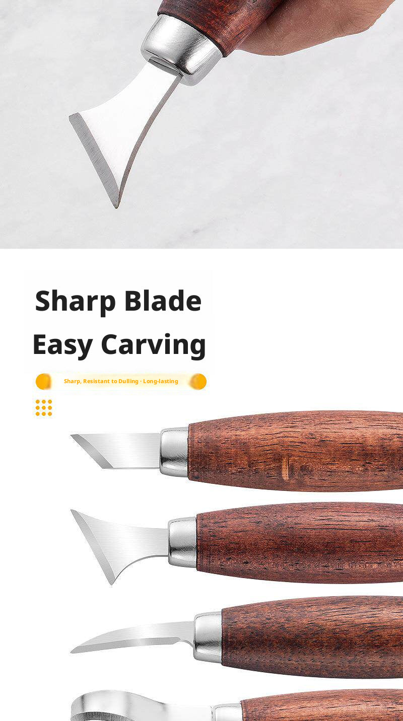 Walnut Wood Carving Knife Set – 5 Blades for Pumpkin, Wood, Wax & Linocut