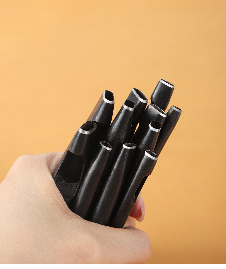 Black Flat Punch Set – Rectangular Hole Punches for Belts, Straps & Leathercraft (2‑5mm × 3‑25mm)