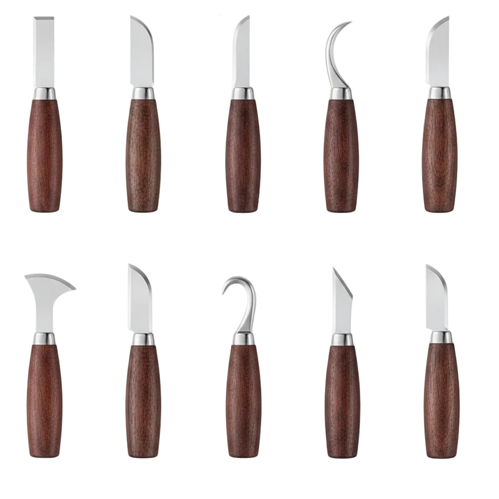 Walnut Wood Carving Knife Set – 5 Blades for Pumpkin, Wood, Wax & Linocut