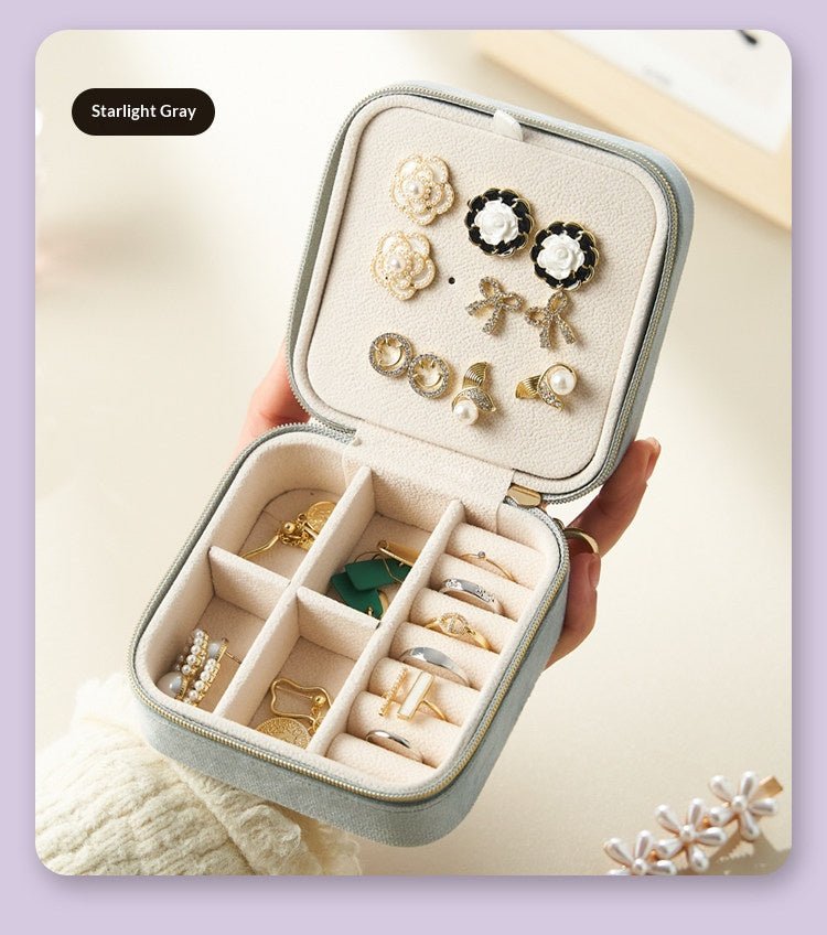 Light Luxury Velvet Jewelry Box – Portable, 3 Colors, with Stud Panel Option - HomeDIYer