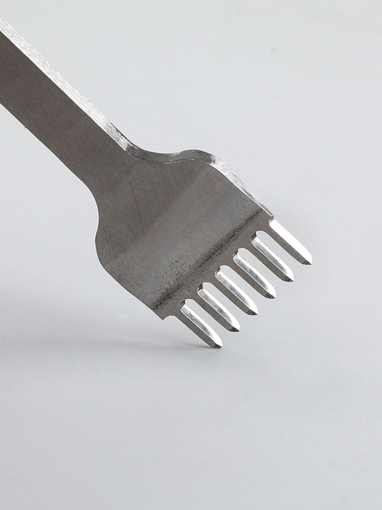 White Steel Diamond Chisel Set – 3/4/5/6mm Spacing, 1/2/4/6 Teeth for Leather Stitching