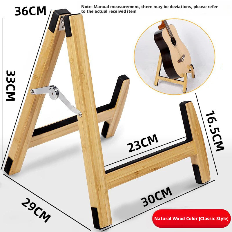 Solid Wood Foldable Guitar Stand – Bamboo A‑Frame for Guitar, Violin, Ukulele (with Footrest & Double Stand Options)
