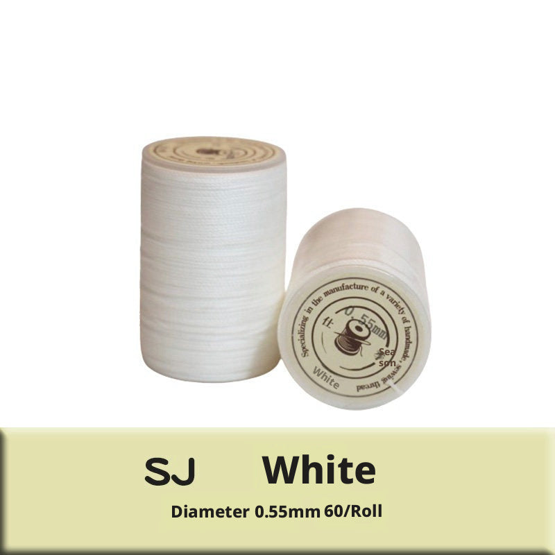 0.55mm Round Waxed Polyester Thread – 63 Colors, 60m Roll for Hand Sewing Leather, Bags, Belts