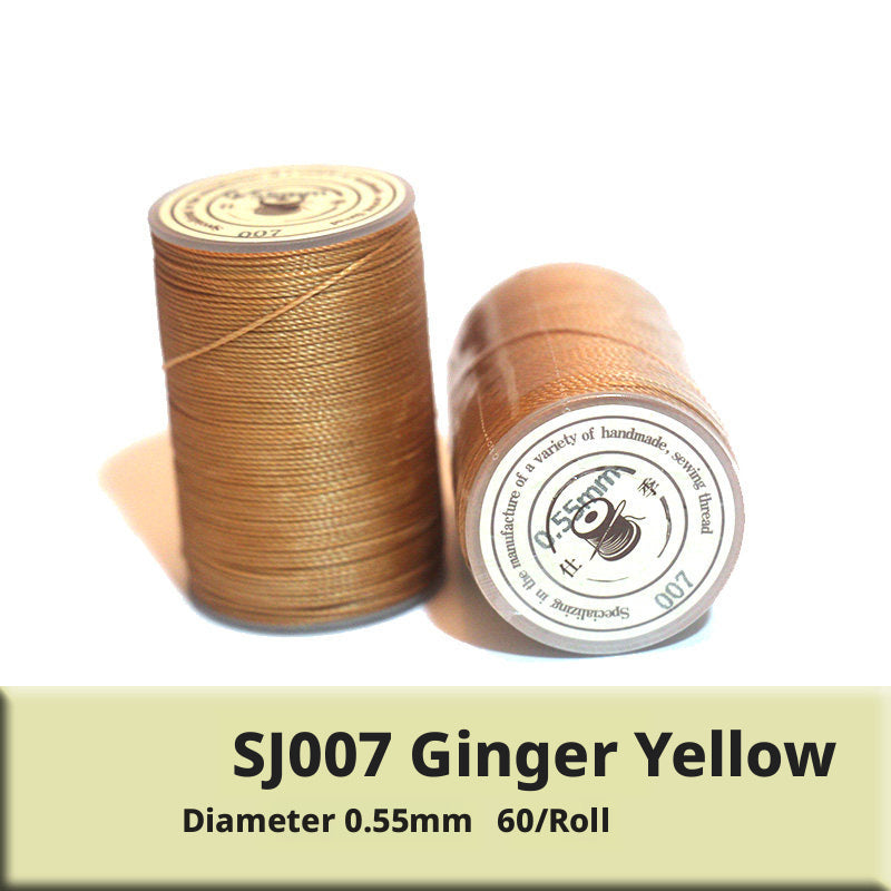 0.55mm Round Waxed Polyester Thread – 63 Colors, 60m Roll for Hand Sewing Leather, Bags, Belts