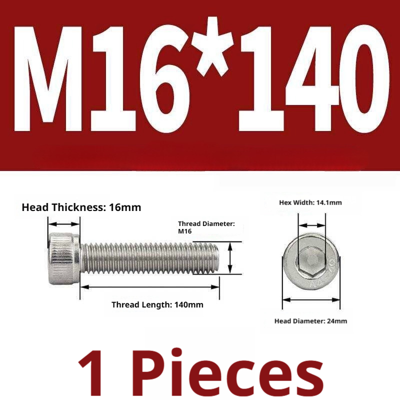 316 Stainless Steel Socket Head Cap Screws – Hex Allen Bolt, M2–M20, GB/T Standard, 4.8 Grade