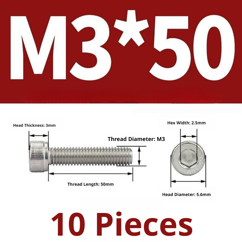 316 Stainless Steel Socket Head Cap Screws – Hex Allen Bolt, M2–M20, GB/T Standard, 4.8 Grade
