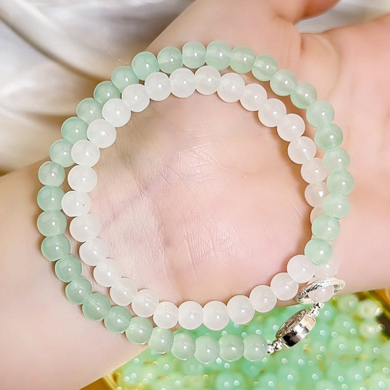 Glass Jelly Solid Color Beads – Imitation Jade Round Beads for DIY Bracelets, Necklaces, 6/8/10mm, 100pcs per Pack (White, Pink, Blue, Green, Beige, Purple)