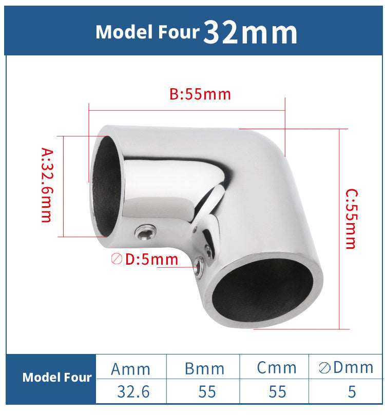 316 Stainless Steel 90° Elbow – Mirror Polished Marine Pipe Fitting for Yacht Plumbing, 22-32mm