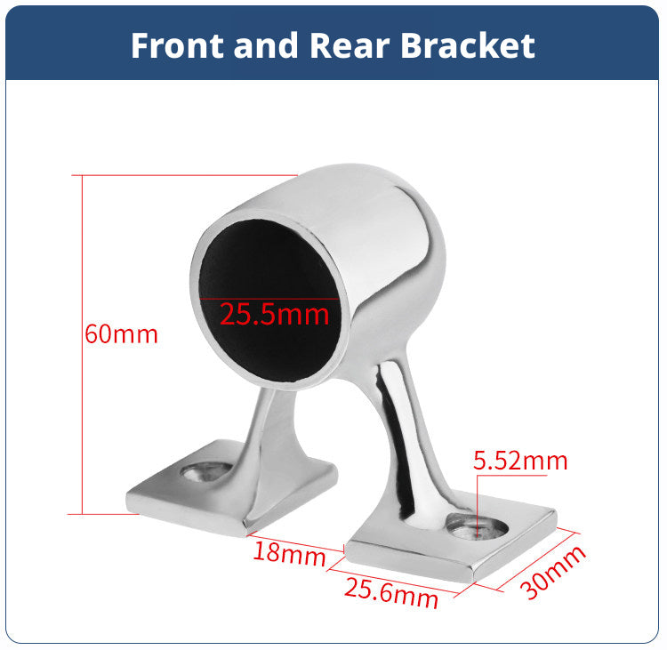 Marine 316 Stainless Steel Boat Rail Stanchion Base - Front, Center & Rear Mounts for Yacht Handrails - 1 Inch Tube