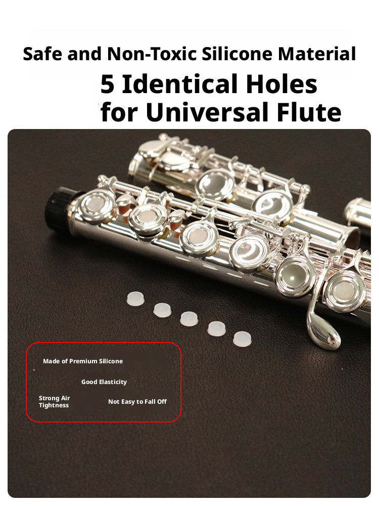 Universal Flute Open‑Hole Silicone Plugs – Set of 6 (5 + 1 Free), for Tone Key Covers