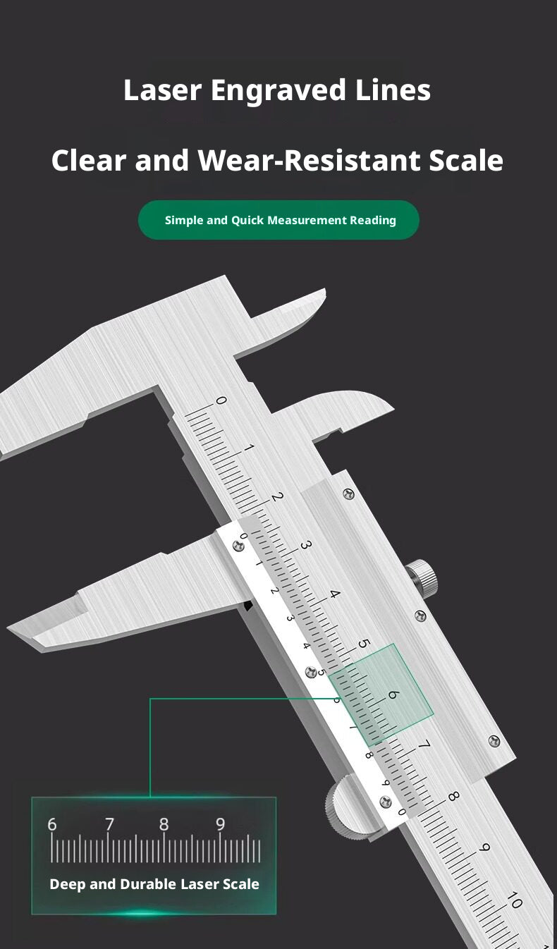 Stainless Steel Vernier Caliper – 0.02mm Precision, 150/200/300mm