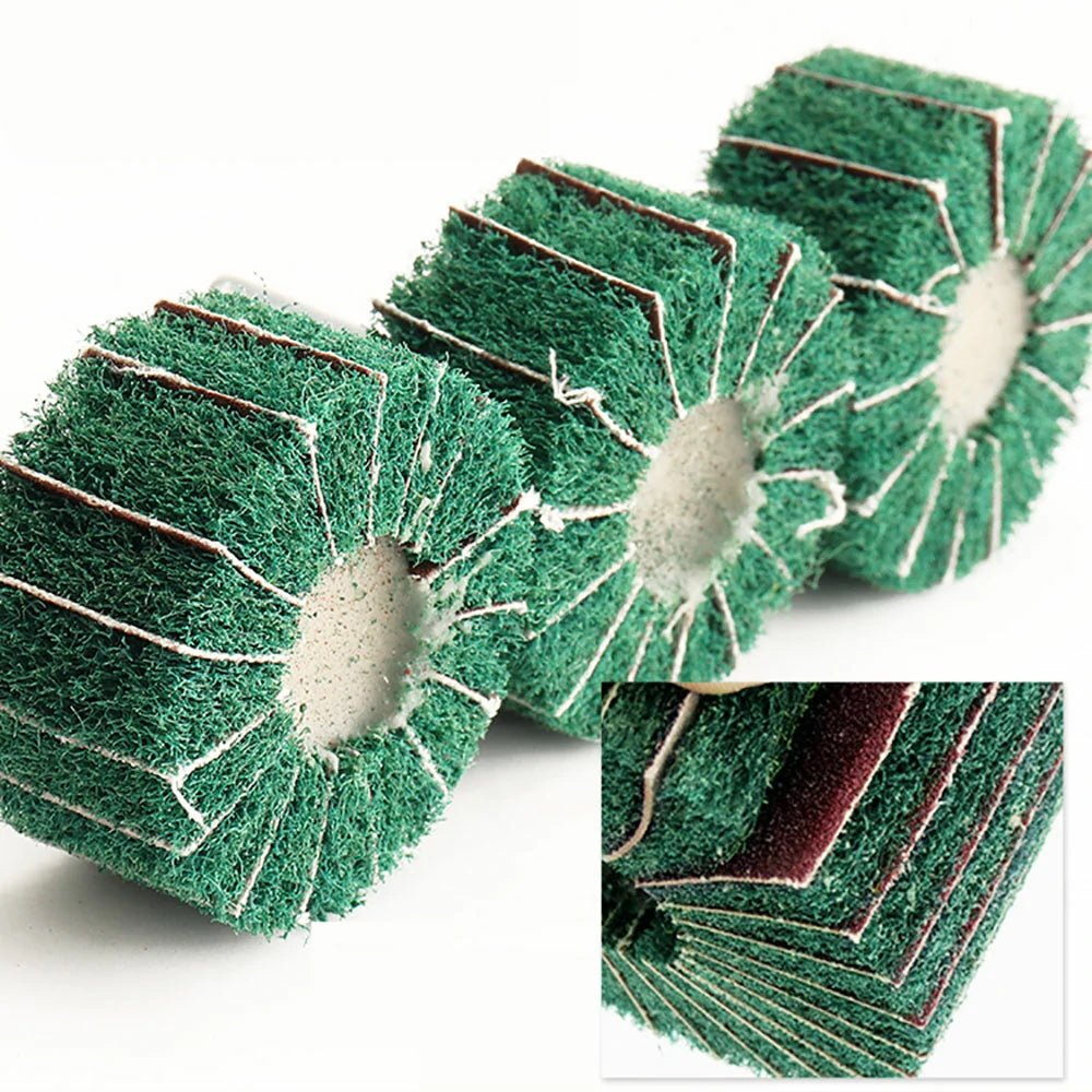 6mm (1/4'') Shank Non - woven Abrasive Buffing Wheel - High Performance Polishing Wheel For Metal, Wood, Plastic - Power Drill - HomeDIYer