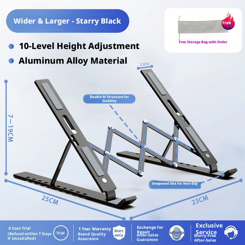 Aluminum Laptop Stand Foldable – 6-Level Height Adjustable Riser with Anti-Slip Silicone, Fits 10–17" Laptops, Compatible with MacBook, Dell, ASUS, HP