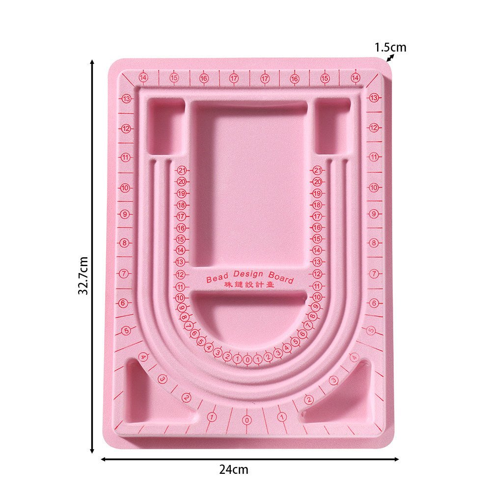 Bead Design Board Set – 13 - 20cm Bracelet Sizer, Necklace Layout Plate, Wooden & Acrylic Trays with Beading Needles, Rope Braider & Storage Bags - HomeDIYer