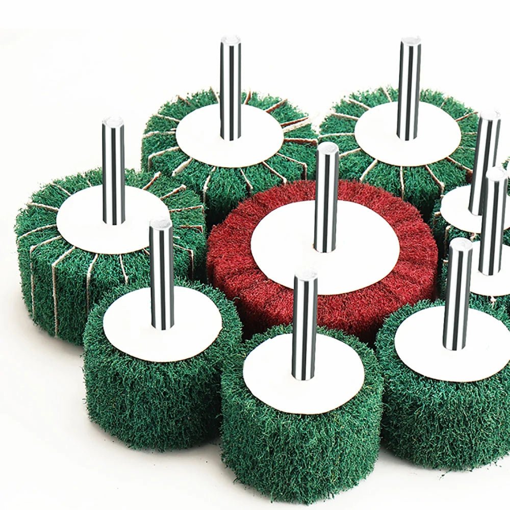 6mm (1/4'') Shank Non - woven Abrasive Buffing Wheel - High Performance Polishing Wheel For Metal, Wood, Plastic - Power Drill - HomeDIYer