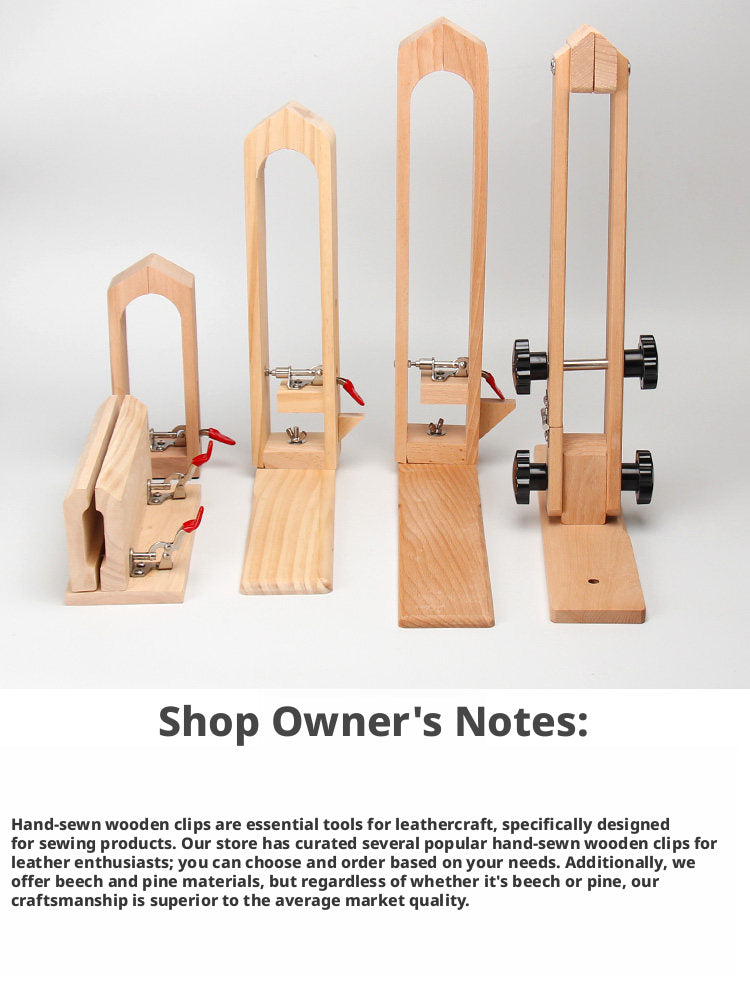 Hand‑Stitched Wood Clamp – 8 Styles for Leather Sewing (Beech/Pine, Lychee or Leather Veneer)