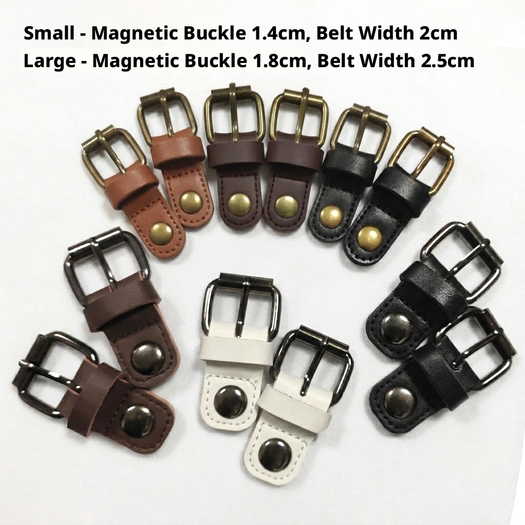 Leather Magnetic Buckle – 1.4cm / 1.8cm for Bags, Backpacks, Straps (Black, White, Brown)
