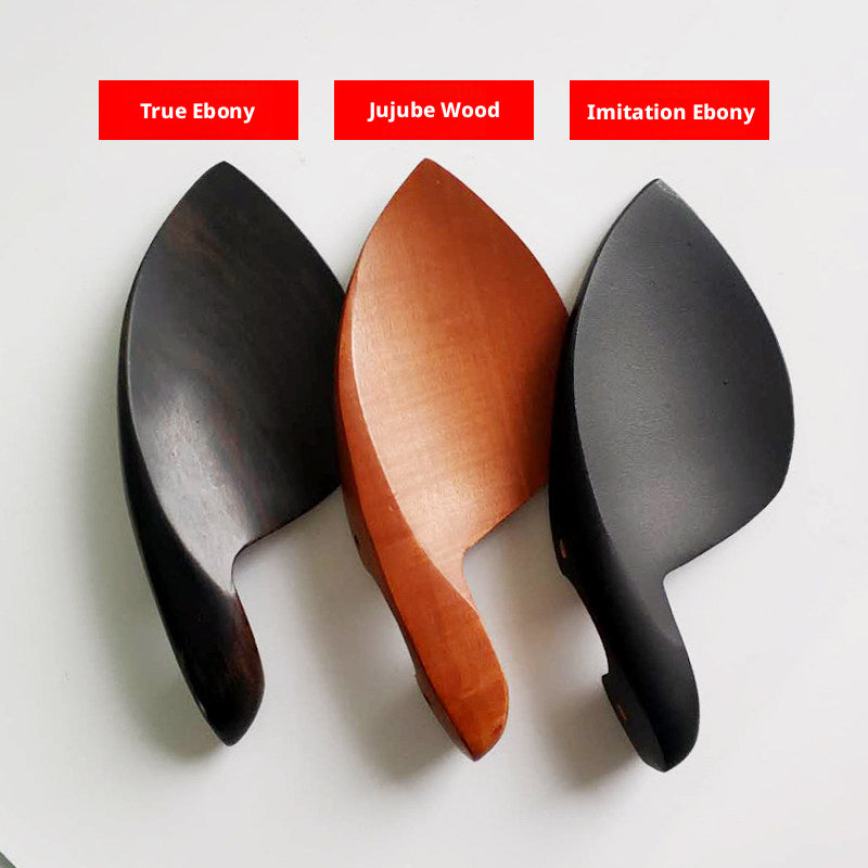 Violin Chin Rest with Screws, Cork & Screwdriver – Ebony / Jujube Wood / Imitation Ebony (4/4, 3/4, 1/2, 1/4, 1/8)