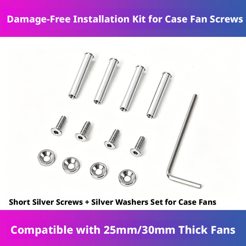 PC Case Fan Screws with Nuts and Washers – 4-Pack