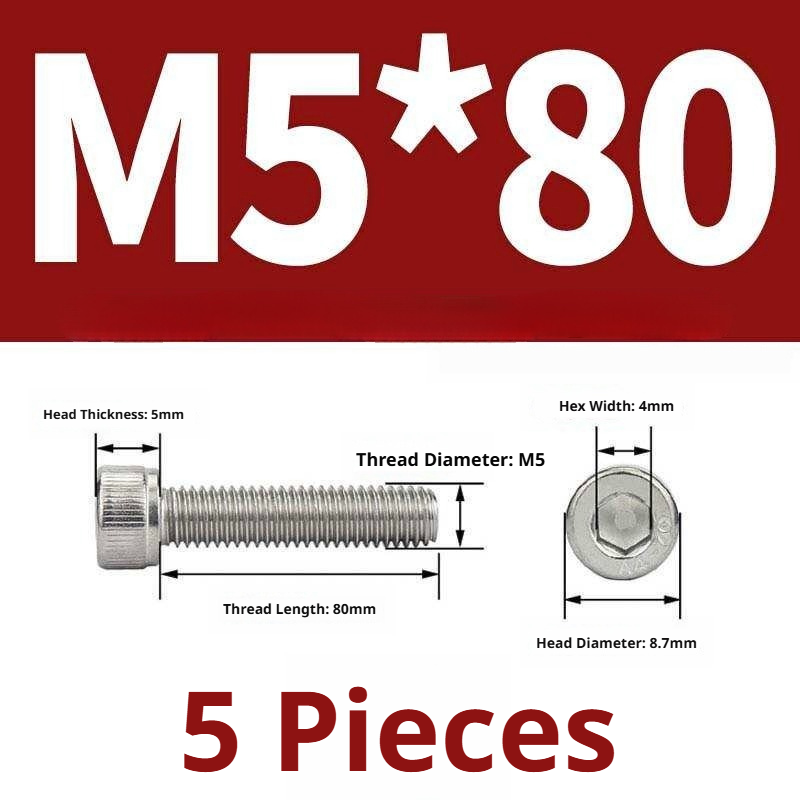 316 Stainless Steel Socket Head Cap Screws – Hex Allen Bolt, M2–M20, GB/T Standard, 4.8 Grade