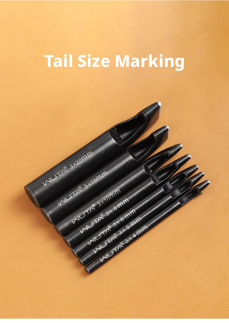 Black Flat Punch Set – Rectangular Hole Punches for Belts, Straps & Leathercraft (2‑5mm × 3‑25mm)