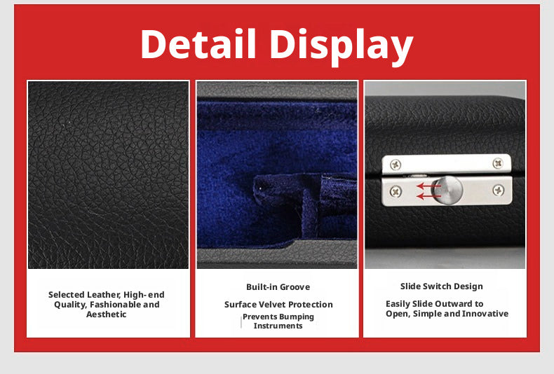 MEIDASI Flute Case & Bag – 16/17‑Hole Wooden Box (Round/Square) + Leather + Canvas Bag