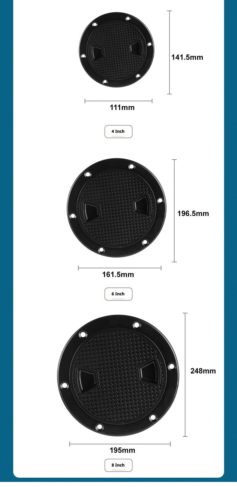 Boat Deck Hatch Cover — Round & Square ABS Inspection Port with Rubber Seal