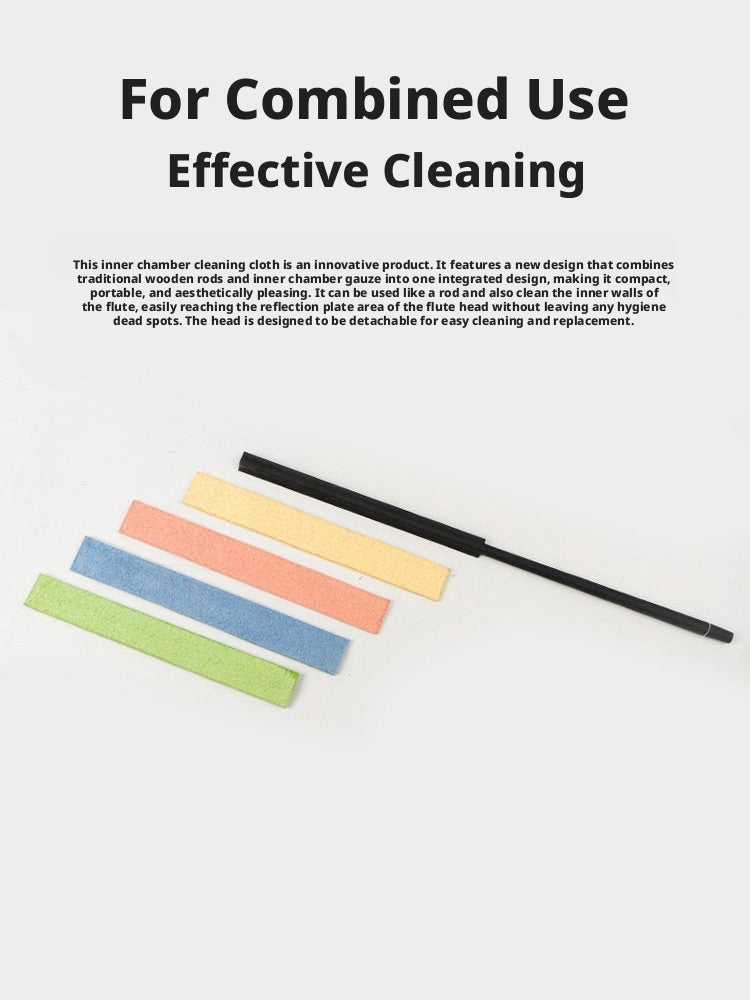Flute Bore Cleaning Cloth & Silicone Probe Stick – Absorbent, Detachable, Multi‑Color (Green/Pink/Yellow/Blue)