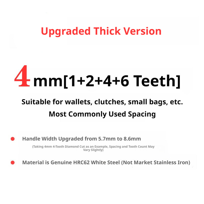 White Steel Diamond Chisel Set – 3/4/5/6mm Spacing, 1/2/4/6 Teeth for Leather Stitching