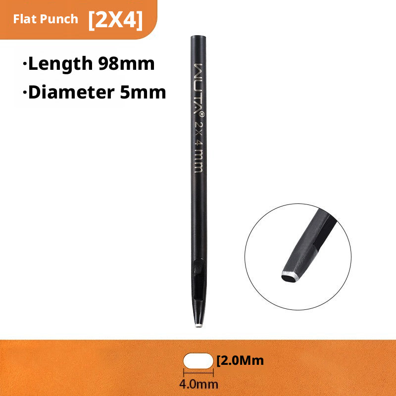 Black Flat Punch Set – Rectangular Hole Punches for Belts, Straps & Leathercraft (2‑5mm × 3‑25mm)