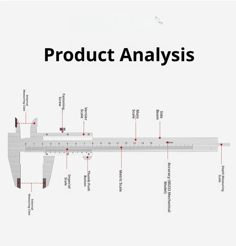Stainless Steel Vernier Caliper – 0.02mm Precision, 150/200/300mm