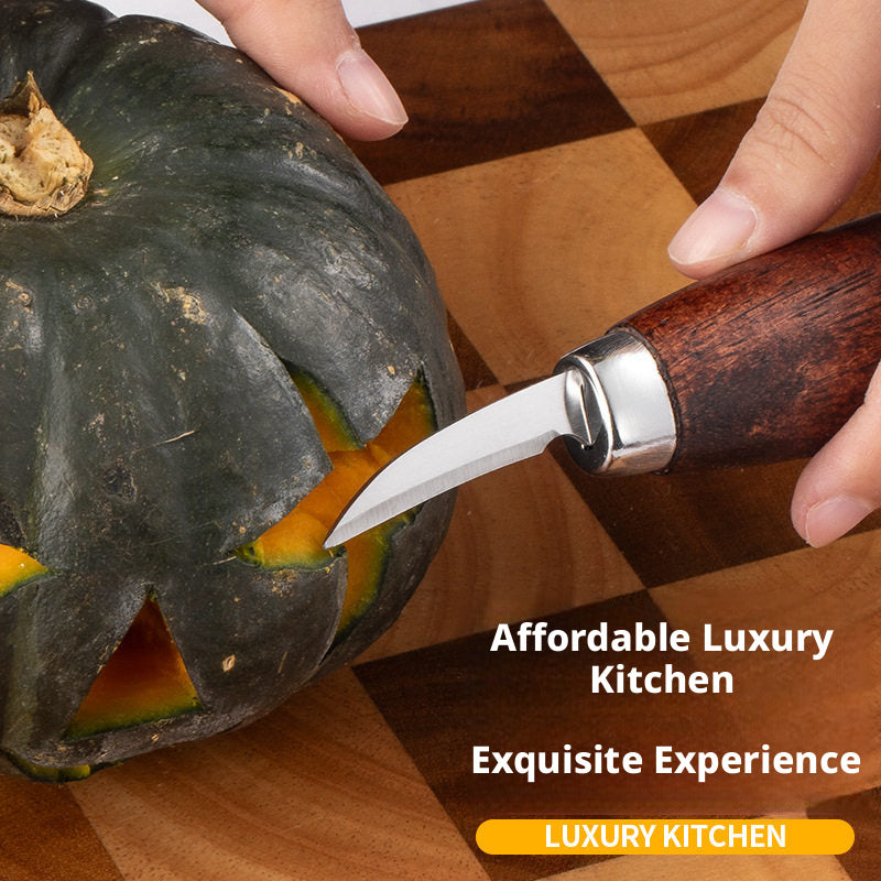 Walnut Wood Carving Knife Set – 5 Blades for Pumpkin, Wood, Wax & Linocut