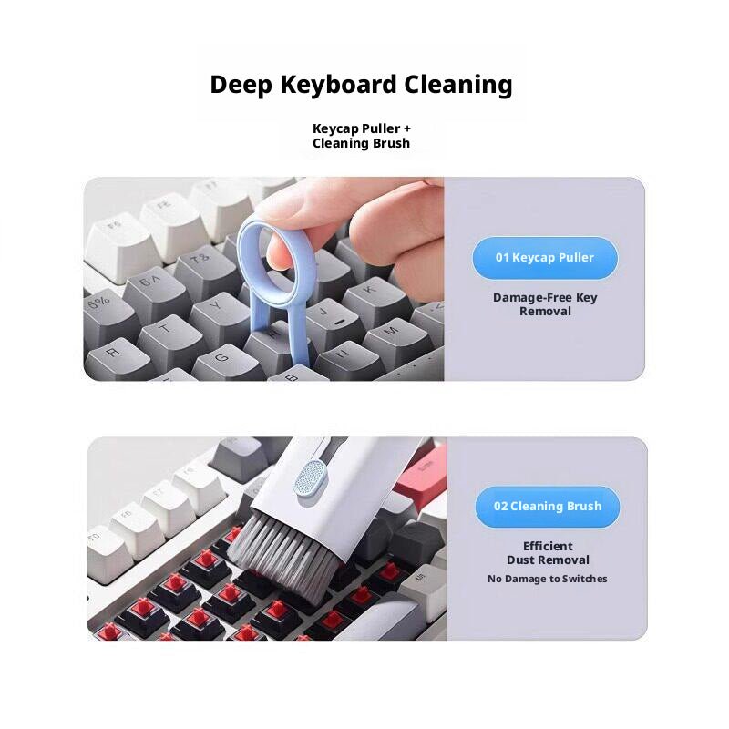 7 - in - 1 Keyboard Cleaning Kit – Soft Brush, Keycap Puller & Earbud Cleaner for Laptop, PC & Desk | Choose Blue or Pink - HomeDIYer