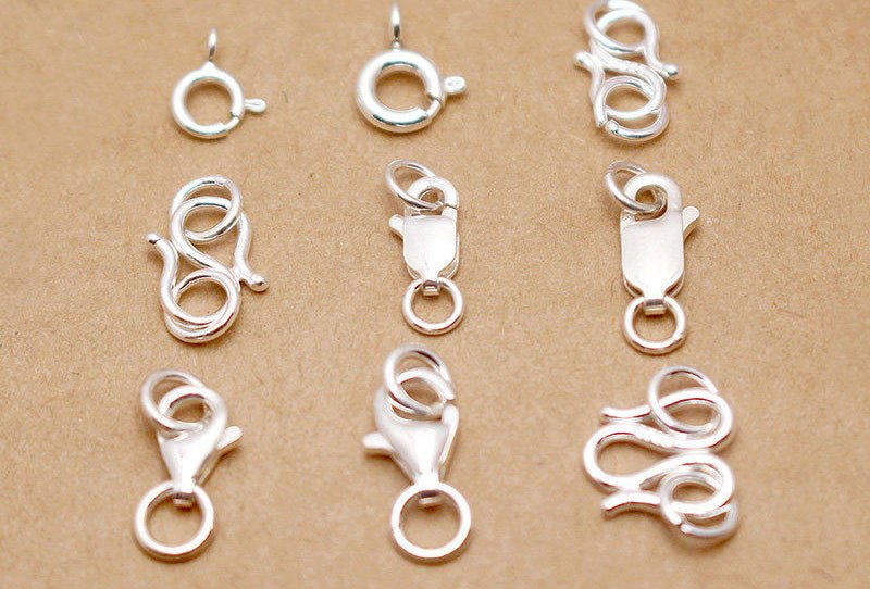 s925 Sterling Silver Clasps – Spring Ring, Lobster, Question Hook, S & W Clasps for DIY Bracelets, Necklaces, Jewelry Making (Multiple Sizes) - HomeDIYer