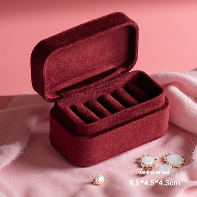 Mini Velvet Ring Box – Travel Portable, Holds 5 Rings, 7 Colors