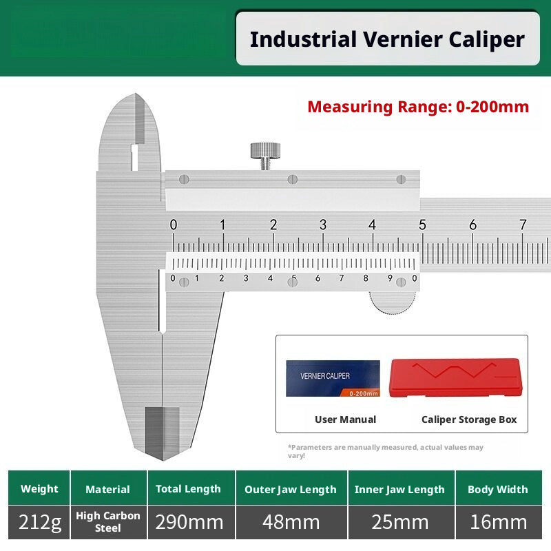 Stainless Steel Vernier Caliper – 0.02mm Precision, 150/200/300mm