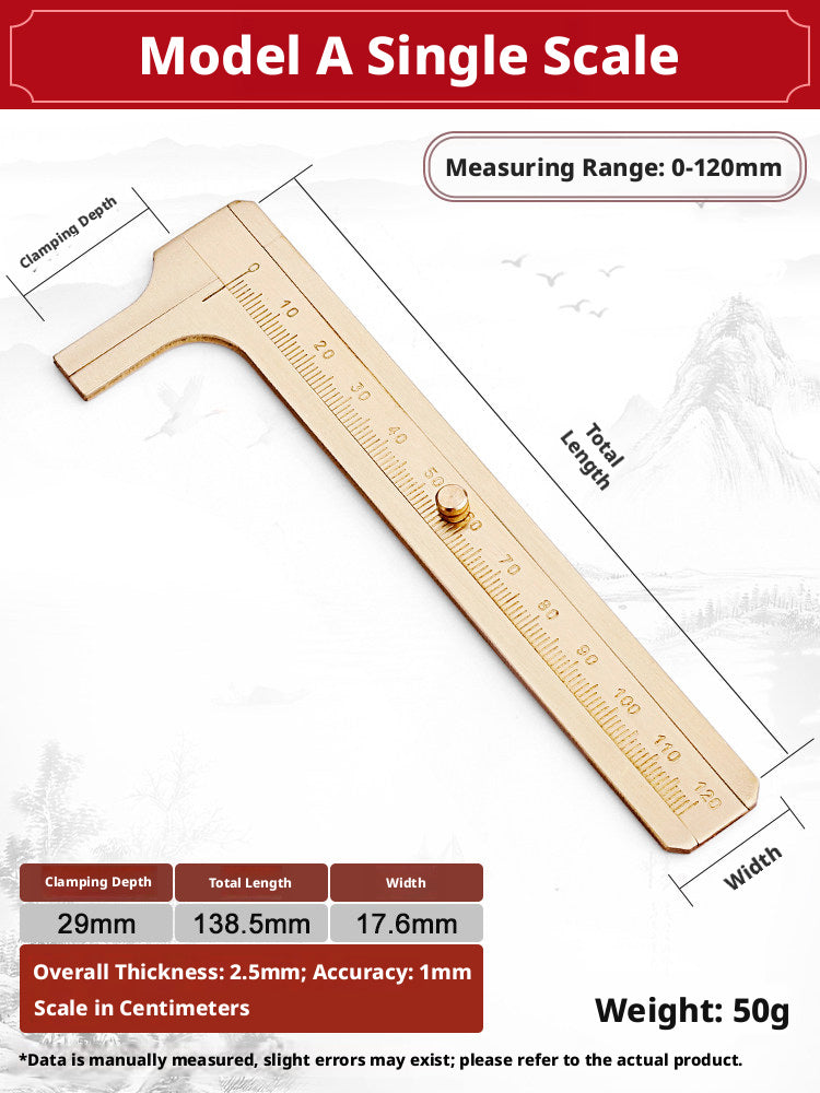 Solid Brass Mini Caliper Set – 0.1mm Accuracy, Jewelry & DIY Measurement