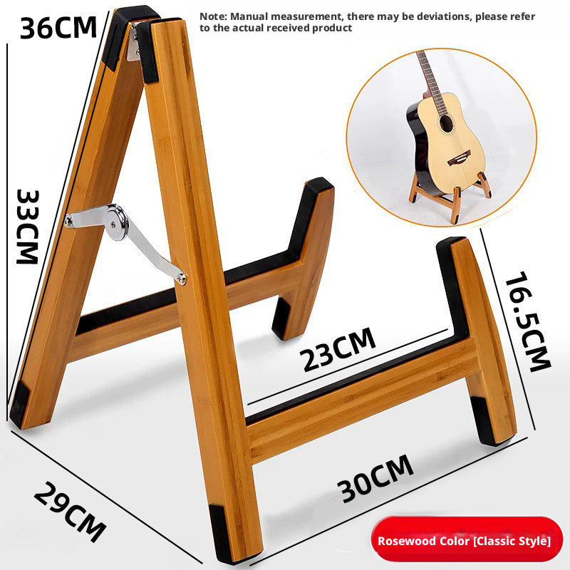 Solid Wood Foldable Guitar Stand – Bamboo A‑Frame for Guitar, Violin, Ukulele (with Footrest & Double Stand Options)
