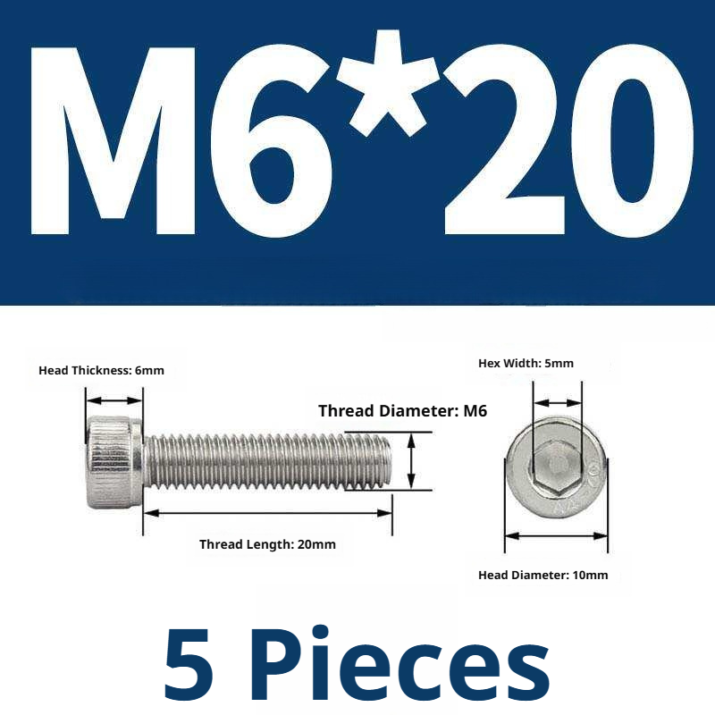 316 Stainless Steel Socket Head Cap Screws – Hex Allen Bolt, M2–M20, GB/T Standard, 4.8 Grade