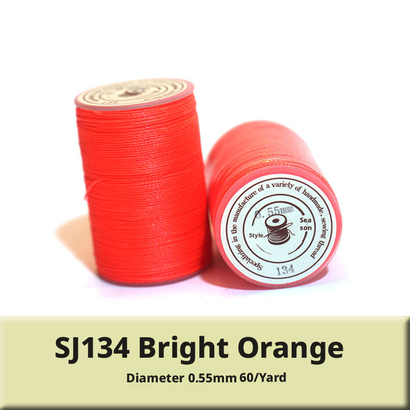 0.55mm Round Waxed Polyester Thread – 63 Colors, 60m Roll for Hand Sewing Leather, Bags, Belts