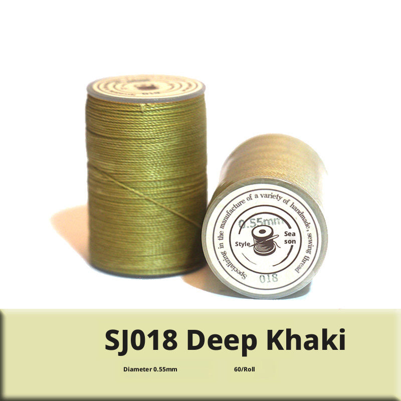 0.55mm Round Waxed Polyester Thread – 63 Colors, 60m Roll for Hand Sewing Leather, Bags, Belts