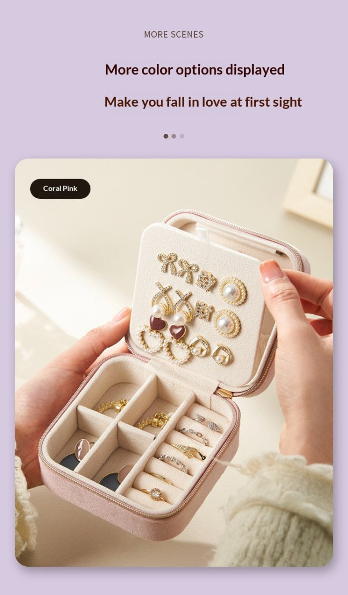 Light Luxury Velvet Jewelry Box – Portable, 3 Colors, with Stud Panel Option - HomeDIYer