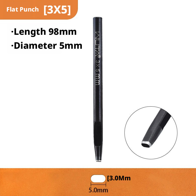 Black Flat Punch Set – Rectangular Hole Punches for Belts, Straps & Leathercraft (2‑5mm × 3‑25mm)