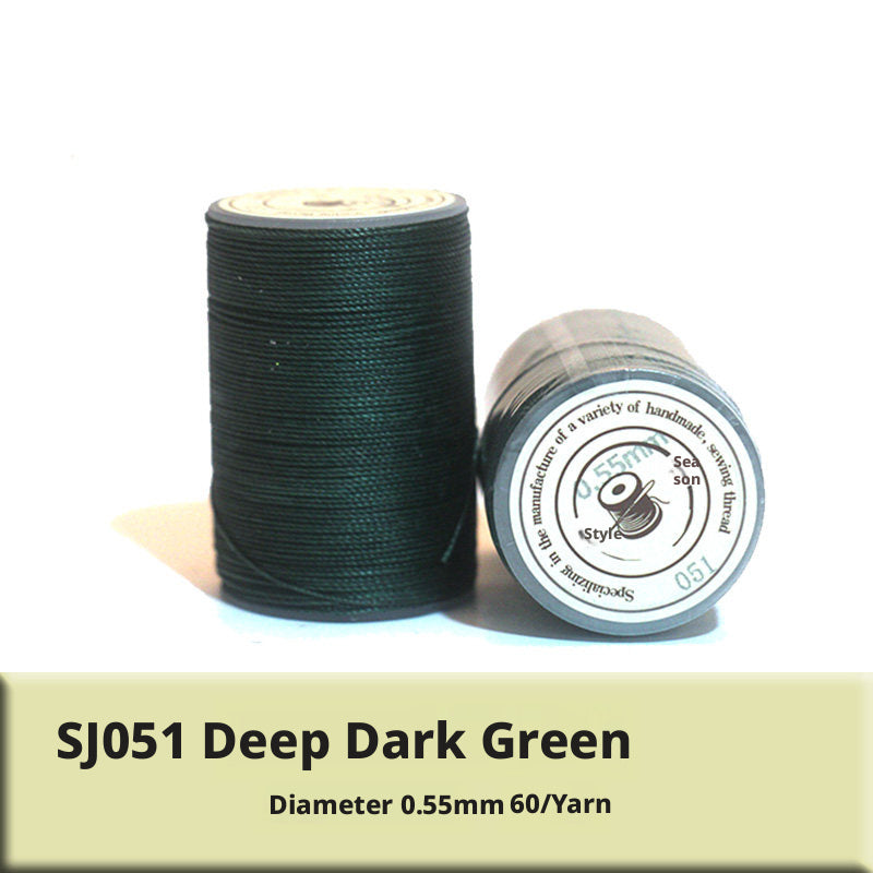 0.55mm Round Waxed Polyester Thread – 63 Colors, 60m Roll for Hand Sewing Leather, Bags, Belts