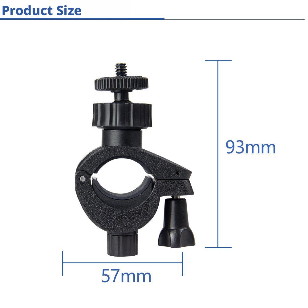 Bike Handlebar Clamp Mount with 1/4" Ball Head — 360° Rotating, Fits 15–30mm Tubes - HomeDIYer